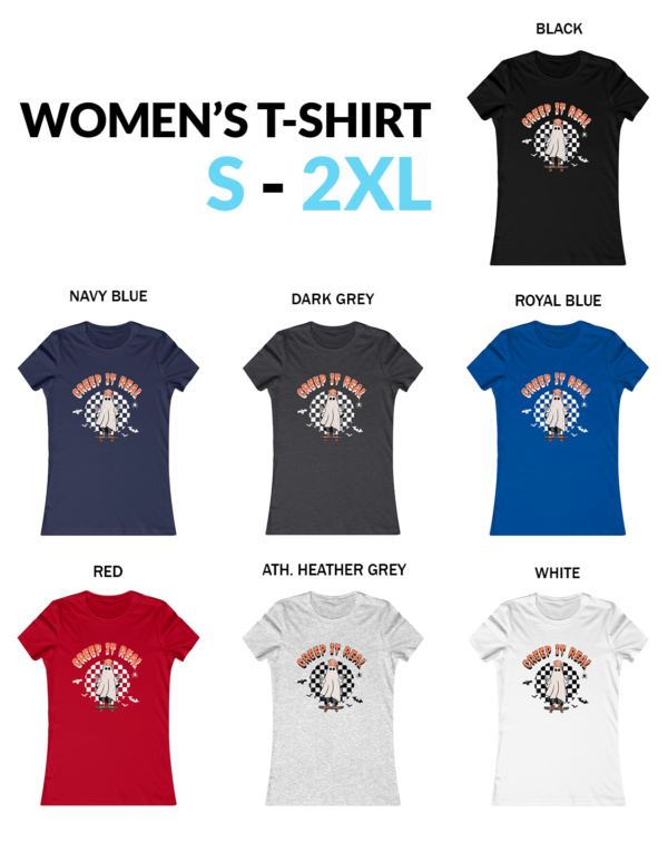 Ghost skateboard creep it real Halloween Womens Shirt Creep It Real Halloween T-Shirt - Skating Ghost Design