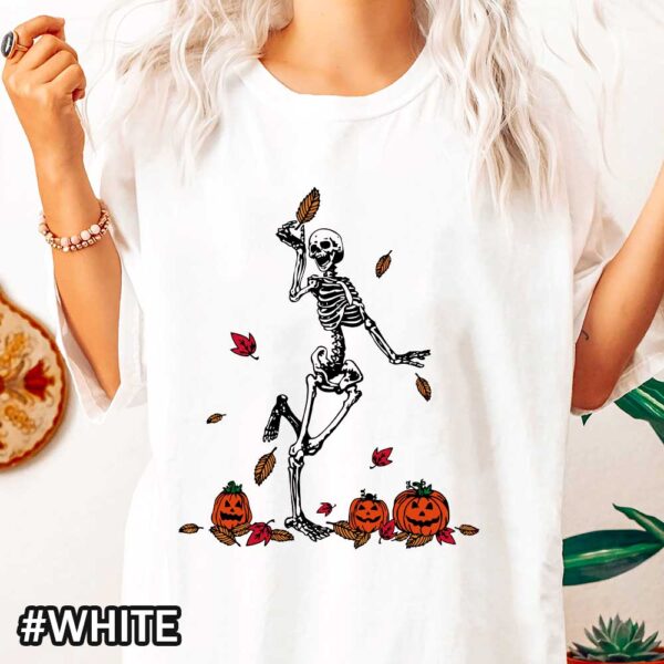 Vintage Happy Skeleton Dancing with Jack-o-Lanterns Halloween T-Shirt