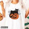 Comfort Colors Halloween Black Cat on Pumpkin White Shirt