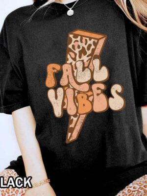 Fall Vibes Comfort Colors T-Shirt Leopard Lightning Bolt Fall Vibes T-Shirt with Leopard Lightning Bolt Design