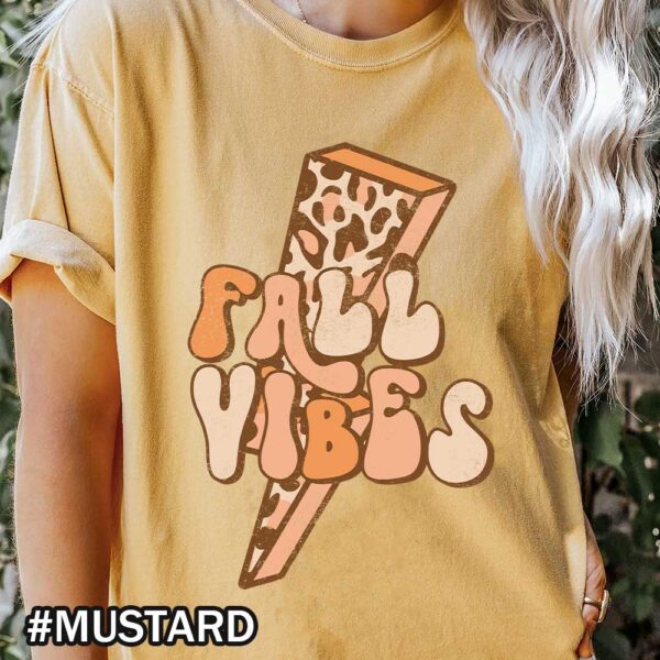 Fall Vibes Comfort Colors T-Shirt with Leopard Lightning Bolt Design