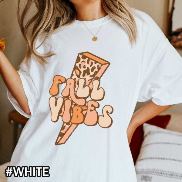 Fall Vibes Comfort Colors T-Shirt with Leopard Lightning Bolt Design