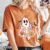 Cute Floral Ghost with V Sign Halloween T-Shirt