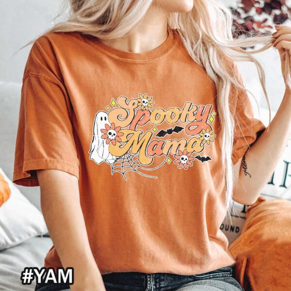 Comfort Colors Spooky Mama Shirt Vintage Halloween Spooky For Mom Retro Spooky Mom Yam Shirt Halloween Spooky Mama Comfort Colors T-Shirt
