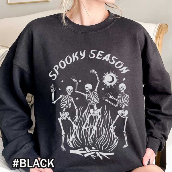 Spooky Season With Dancing Skeletons Sweatshirt - Halloween Dancing Skeletons Sweater