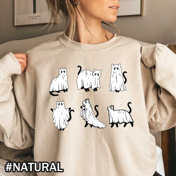 Halloween Black Cats Wearing Ghost Sheets Costume T-Shirt