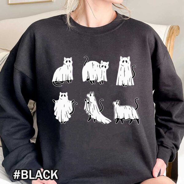 Halloween Black Cats Wearing Ghost Sheets Costume T-Shirt