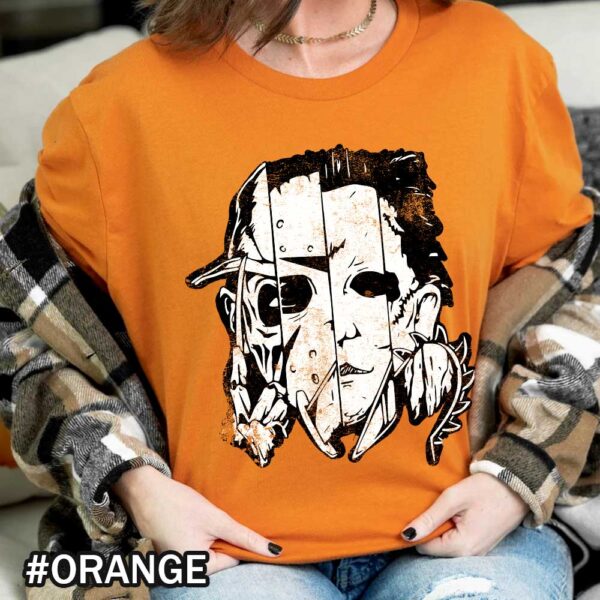 Halloween Horror Movie Killers Shirt Scary Friends Shirt Horror Squad Friends Orange Shirt Halloween Horror Movie Killers T-Shirt - Scary Friends Tee