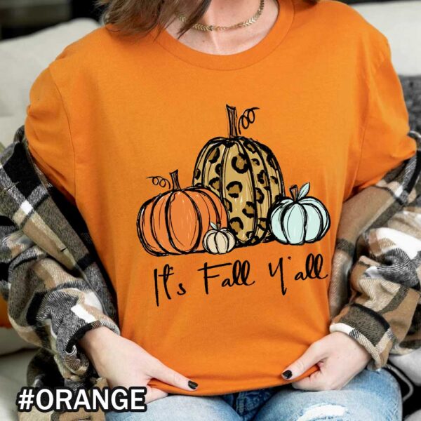 Its Fall Yall Fall Sweatshirt Leopard Cheetah Pumpkin Shirt Fall Crewneck Womens Thanksgiving Orange Shirt It's Fall Y'all Sweatshirt - Vintage Leopard Pumpkin Print for Halloween