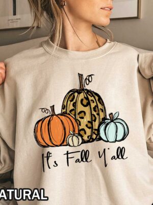 It's Fall Y'all Sweatshirt - Leopard Pumpkin It's Fall Y'all Sweatshirt with Vintage Leopard Pumpkin Design