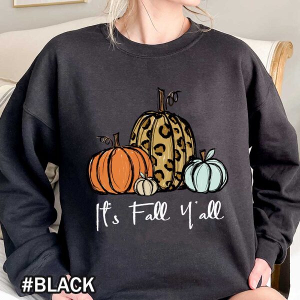 Its Fall Yall Fall Sweatshirt Leopard Cheetah Pumpkin Shirt Fall Crewneck Womens Thanksgiving Sweatshirts It's Fall Y'all Sweatshirt - Vintage Leopard Pumpkin Print for Halloween
