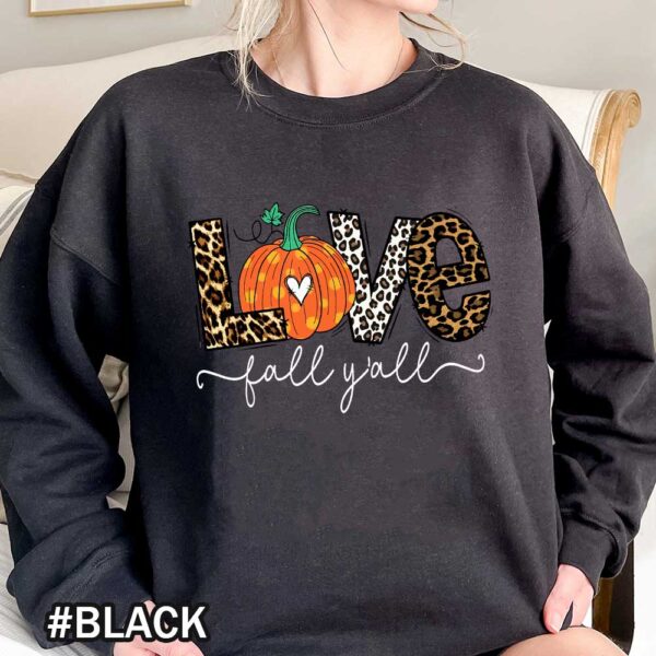 Love Fall YAll Halloween Cheetah Leopard Pumkin Patch Print Letters Sweatshirts Love Fall Y’All Sweatshirt - Vintage Leopard Pumpkin Fall Apparel