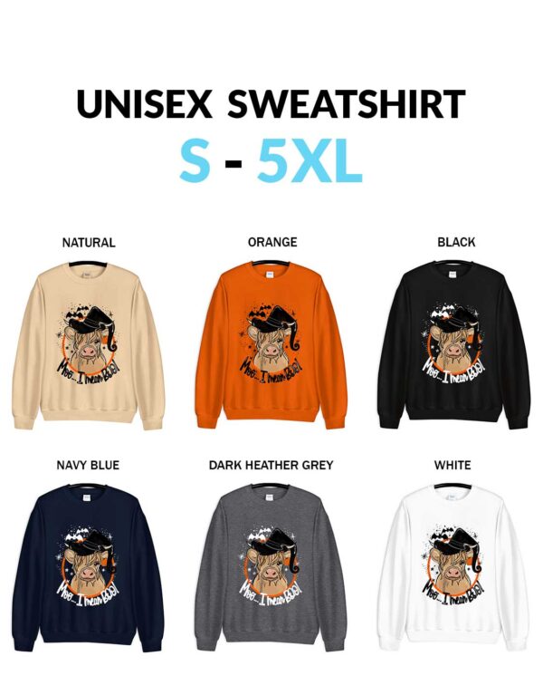 Moo I Mean Boo Shirt Halloween Cow Witch hat Boo Funny Witch Cow Fall Tee Unisex Sweatshirt Halloween Moo I Mean Boo T-Shirt - Cute Cow Witch Hat Design