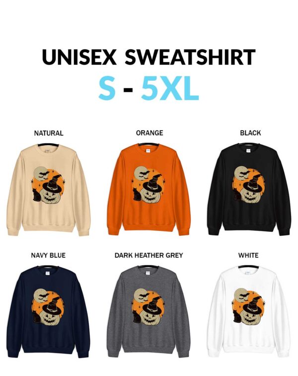 Halloween Spooky Witch Jack-O-Lantern T-Shirt – Cute Black Cat, Moon & Bats Design