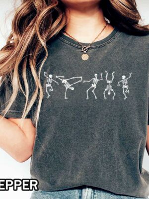 Halloween Dancing Skeletons Comfort Colors T-Shirt - Dancing Skeletons Design