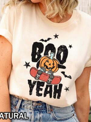 Halloween Boo Yeah Skateboarding Pumpkin T-Shirt Halloween Boo Yeah Skateboarding Pumpkin T-Shirt Image