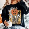 Skeleton Pumpkin Head Pumpkin Head Skeleton Halloween Coffee Spooky Womens Fall Sweatshirts