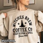 Halloween Witches Brew Coffee Co Sweatshirt with Witch Hat