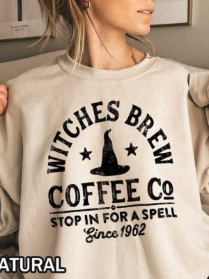 Witches Brew Coffee Co Sweatshirt Halloween Witches Brew Coffee Co Sweatshirt with Witch Hat