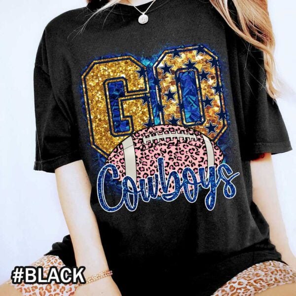 Go Cowboys Dallas Cowboys Comfort Colors Shirt Vintage Dallas Cowboys Leopard Cheetah Cowboys Black Shirt