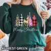 Leopard Christmas Tree Shirt Womens Merry Christmas Ladies Merry Christmas Cute Christmas for Women forest green Sweatshirt