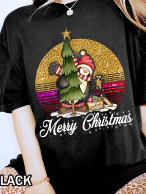 Merry Christmas Comfort Colors T-Shirt with Penguin Design Merry Christmas Penguin T-shirt