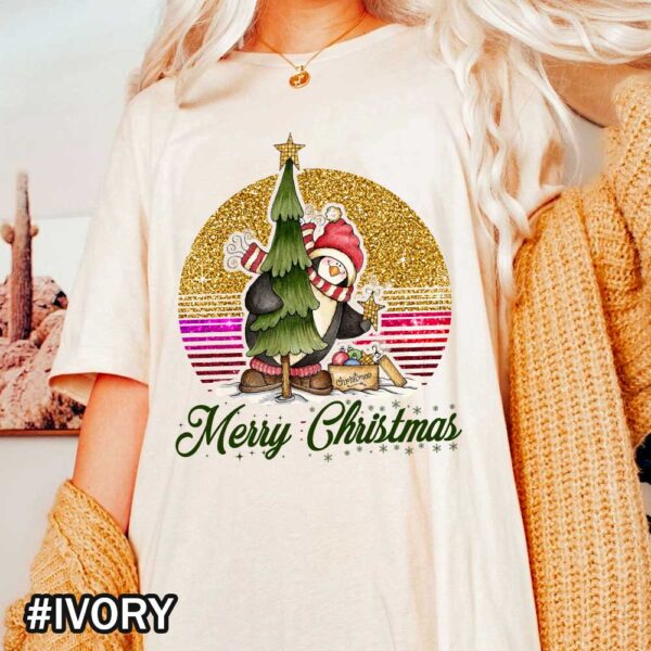 Merry Christmas Yall Comfort Colors T Shirt Penguin Chritmas Glitter Effect Christmas Merry Christmas Ivory Shirt