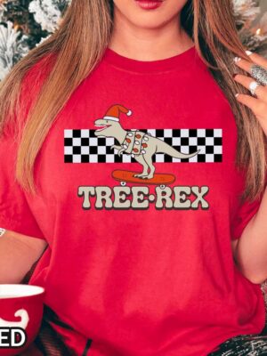 Christmas Tree Rex T-Rex Shirt Image Christmas Tree Rex Skateboarding T-Rex Shirt Image