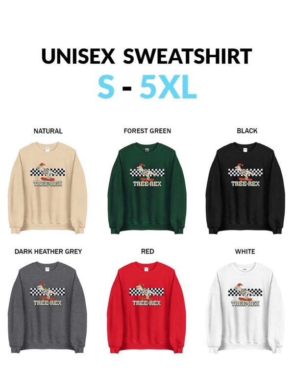 Skateboarding T-rex Christmas Unisex Sweatshirt That Says Tree Rex Christmas Tree Rex Skateboarding T-Rex Shirt