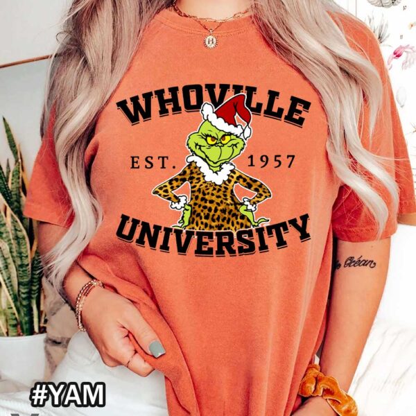 Yam Comfort Colors Christmas Grinch Shirt That Says Whoville University Christmas Grinch Whoville University Comfort Colors T-Shirt