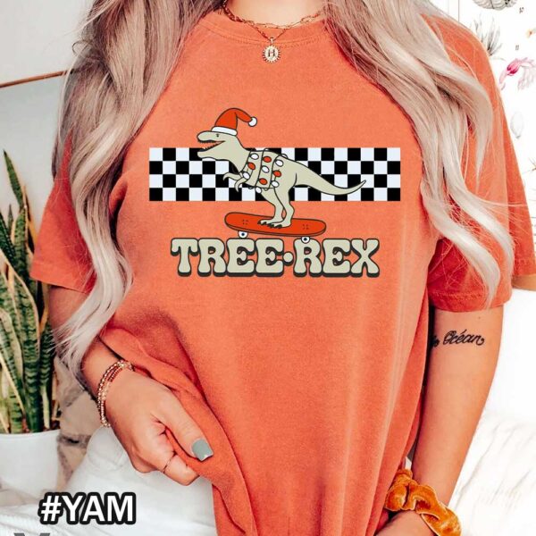 Yam Dinosaur Santa Comfort Colors Shirt That Says Tree rex Christmas Tree-rex Comfort Colors T-Shirt - Unisex Dinosaur Santa Design