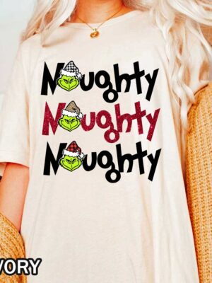 Funny Grinch Themed Comfort Colors T-Shirt Naughty Grinch Christmas Shirt with Leopard and Buffalo Plaid