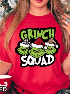 Christmas Grinch Squad T-Shirt and Sweatshirt Image Unisex Christmas Grinch Squad T-Shirt and Sweatshirt with Leopard and Buffalo Plaid Hats
