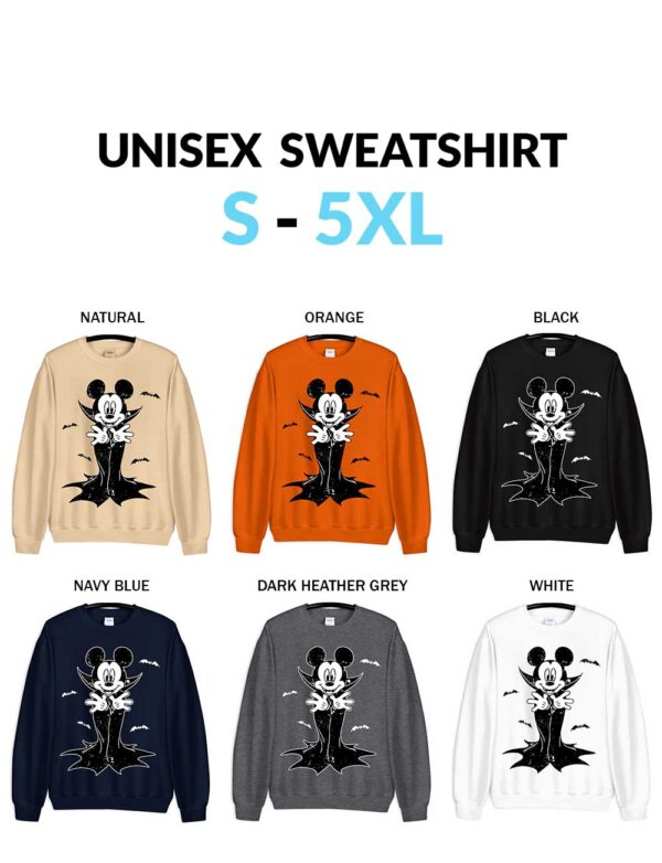 Vampire Mickey Mouse Halloween Unisex Sweatshirt Vampire Mickey Mouse Halloween Shirt | Disney Dracula Tee | Spooky Mickey Mouse T-Shirt