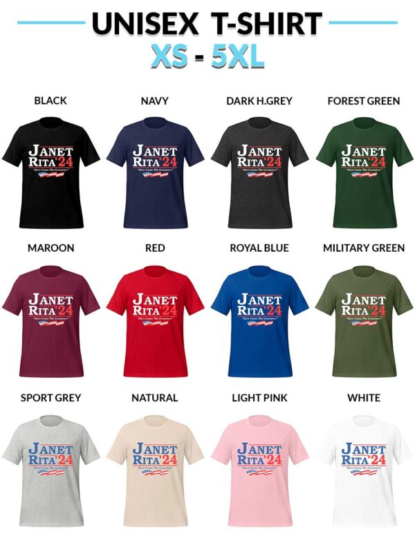 Janet Rita 2024 Here Come The Grannies T-Shirt - Election Parody Bluey Fans