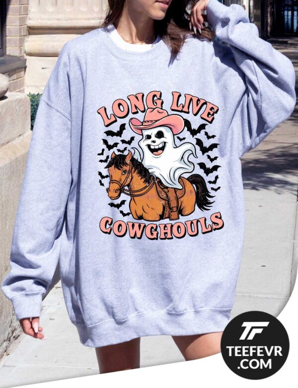 Halloween Long Live Cowghouls Sport Grey Sweatshirt Halloween Long Live Cowghouls T-Shirt - Funny Country Ghost Design
