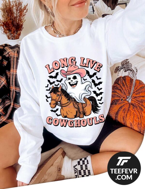 Halloween Long Live Cowghouls White Sweatshirt Halloween Long Live Cowghouls T-Shirt - Funny Country Ghost Design